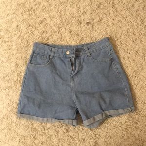 High waisted jean shorts